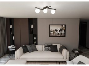 Lampadario da Soffitto in Acciaio e Vetro SMART 3 Nero 3xE14 Colore delle Sfere Bianco