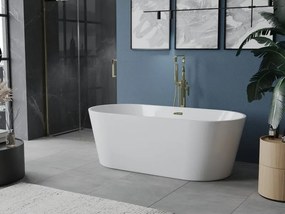 Mexen Luna vasca da bagno indipendente 140 x 75 cm, bianca, troppopieno dorato - 52031407500-50