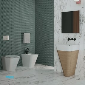 Azzurra Ceramica "Build" Coppia Di Sanitari Da Terra Filo Muro Bianco Lucido Senza Brida