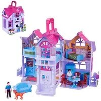 Casa delle Bambole Giocattolo Bambini Portatile 3 Personaggi e Accessori Gioco