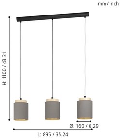 Eglo 99446 - Lampadario a sospensione con filo ALBARIZA 3xE27/40W/230V