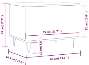 Tavolino Salotto Bianco Lucido 60x44,5x45 cm Legno Multistrato