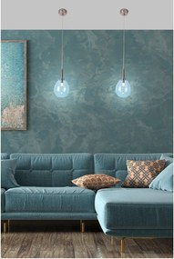 Lampadario LED blu con paralume in vetro Lukka – Candellux Lighting