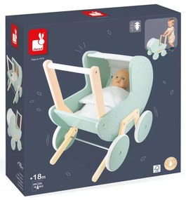 Carrozzina in legno per bambole con copertina e cuscino - Zen