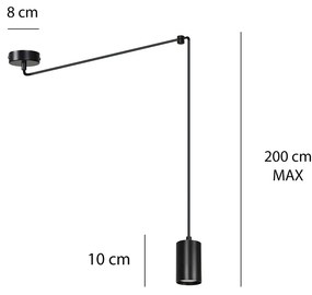 Sospensione A Ragno In Acciaio Nero 1 Luce Tracker Con Cavo 3 Metri