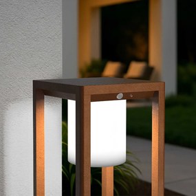 Paletto Lanterna Solare 80cm Corten con Sensore + Picchetto Colore Bianco Naturale 4.000K