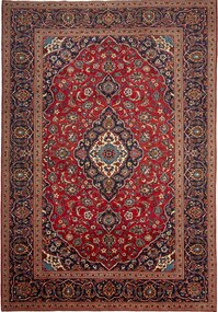 Kashan Tappeto 240 x 350 Rosso (Iran) Annodato A Mano