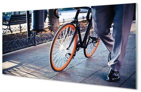 Quadro su vetro acrilico Città delle gambe per bici 100x50 cm