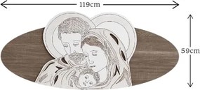 Capezzale ovale Sacra Famiglia 59x119 cm in legno laminato Modello 3