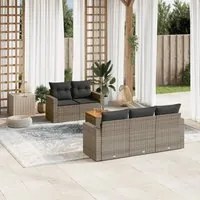 Set Divano da Giardino 6 pz con Cuscini Grigio in Polyrattan 3256340