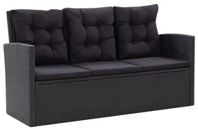 Set divani da giardino 6 pz con cuscini in polyrattan nero