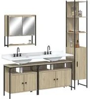 Set Mobili da Bagno 4 pz Rovere Sonoma in Legno Multistrato 3214686