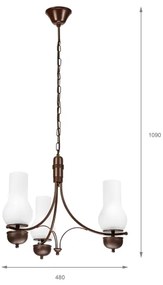 Brilagi - LED Lampadario a sospensione con catena COTTAGE 3xE14/40W/230V quercia/bianco