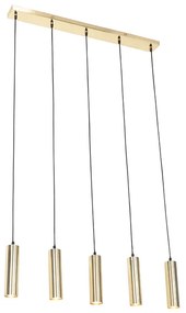 Lampada a sospensione moderna in ottone 5 luci - Jeana