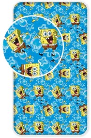 Lenzuolo con angoli per bambini blu in cotone 90x200 cm Sponge Bob "Blue" – Jerry Fabrics