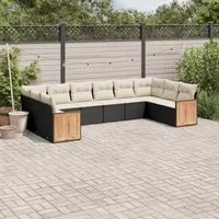 Set Divani da Giardino 10pz con Cuscini in Polyrattan Nerocod mxl 112173