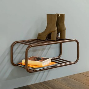 Scarpiera marrone scuro in metallo da parete 72x28x35 cm Retro – Spinder Design