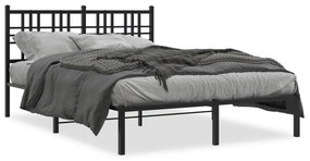Giroletto Con Testiera İn Metallo Nero 135x190 Cm /