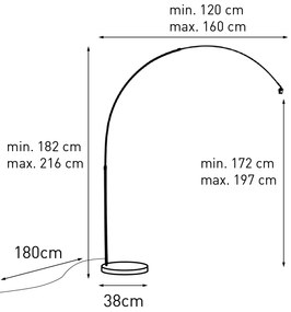 Lampada ad arco moderna in acciaio regolabile senza paralume