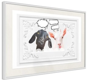 Poster  Conversation of Two Goats  Cornice Quadri Cornice d'oro, Larghezza x Altezza Home decor 45x30