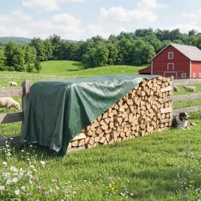 Telo Impermeabile 6x8 m con 28 Occhielli per Fissaggio in PE Resistente agli Strappi da 90 GSM Verde...