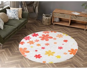 Tappeto per bambini arancione e avorio lavabile ø100 cm Fall Flowers – Vitaus