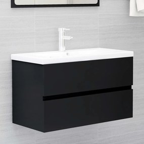 Mobile con lavabo integrato nero in legno multistrato