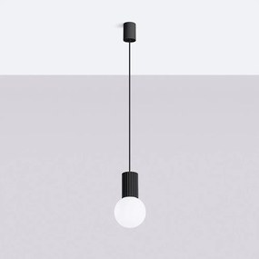 Lampadario nero con paralume in vetro ø 12 cm Orbital – Sollux