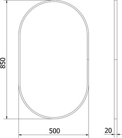 Mexen Loft specchio da bagno ovale 85 x 50 cm, cornice nera - 9851-085-050-000-70