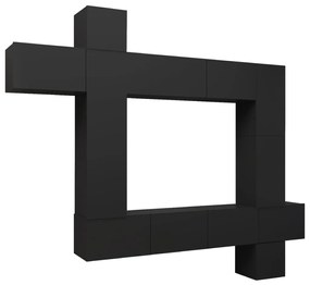 Set di Mobili Porta TV 9 pz Nero in Legno Multistrato