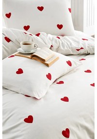 Biancheria da letto matrimoniale color panna in cotone Renforcé con un lenzuolo 4 pezzi 200x220 cm Mini Hearts - Mila Home