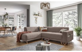 Divano angolare marrone allungabile e con contenitore (penisola a sinistra/a L) Classy Sophie – Miuform