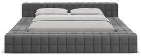Letto matrimoniale imbottito grigio scuro con griglia 140x200 cm Akela - Makamii