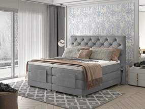 Letto motorizzato matrimoniale boxspring Manhattan - 160 x 200 cm , Tessuto grigio chiaro