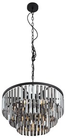 Modern Chandelier Black with Smoke Glass 9-Lights - Amel