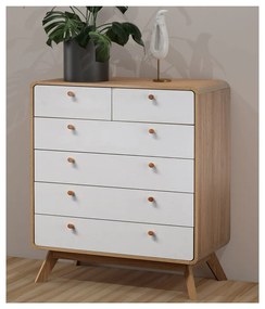 Cassettiera alta bianca con effetto rovere 81x104 cm Caitlin - Støraa