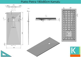 Piatto doccia 180x80 effetto pietra colore grigio - KAMALU
