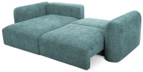 Divano angolare blu allungabile/con contenitore (con penisola a sinistra/con chaise lounge) con rivestimento in ciniglia Mele – Makamii