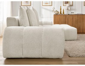 Divano angolare bianco allungabile e con contenitore (penisola a destra/chaise lounge) con rivestimento in ciniglia Everest – Bobochic Paris