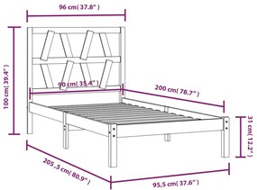 Giroletto in Legno Massello di Pino 90x200 cm