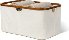 Cesta per il bucato color crema in tessuto pieghevole Bamboo/Linen – Bigso