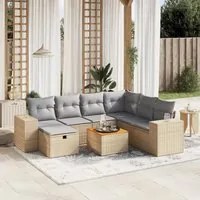 Set Divano da Giardino 8 pz con Cuscini Beige Misto Polyrattan 3265189