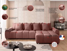 Divano angolare color terracotta (con penisola a destra/con chaise lounge) Albane – Ropez