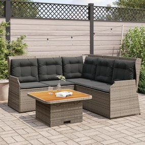 Set divani da giardino 4 pz con cuscini in polyrattan grigio