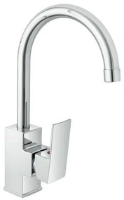 Miscelatore cucina quadro in acciaio inox con corpo orientabile