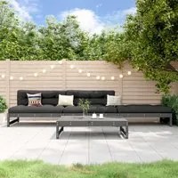 Set Salotto da Giardino 4 pz Grigio in Legno Massello di Pino 3186594