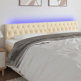 Testiera A Led Crema 200x7x78/88 Cm İn Tessuto /
