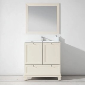 Mobile sottolavabo e lavabo Unike per vasca centrale perla L 80 cm, 2 ante
