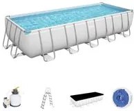 PISCINA FUORI TERRA RETTANGOLARE BESTWAY POWER STEEL FRAME 732X366X132 CM CON POMPA, TELO E SCALETTA - COD. 56475