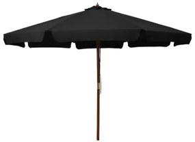 Ombrellone da Esterni con Palo in Legno 330 cm Nero